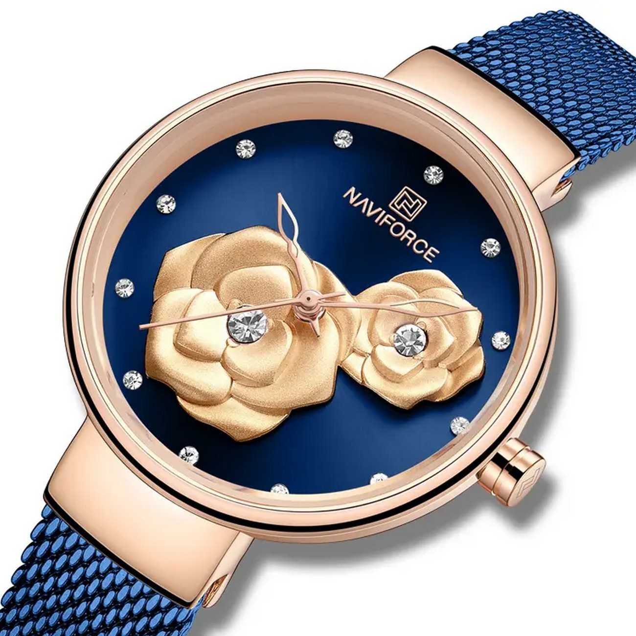 Reloj Naviforce Original Nf 5013l Flor Azul + Estuche