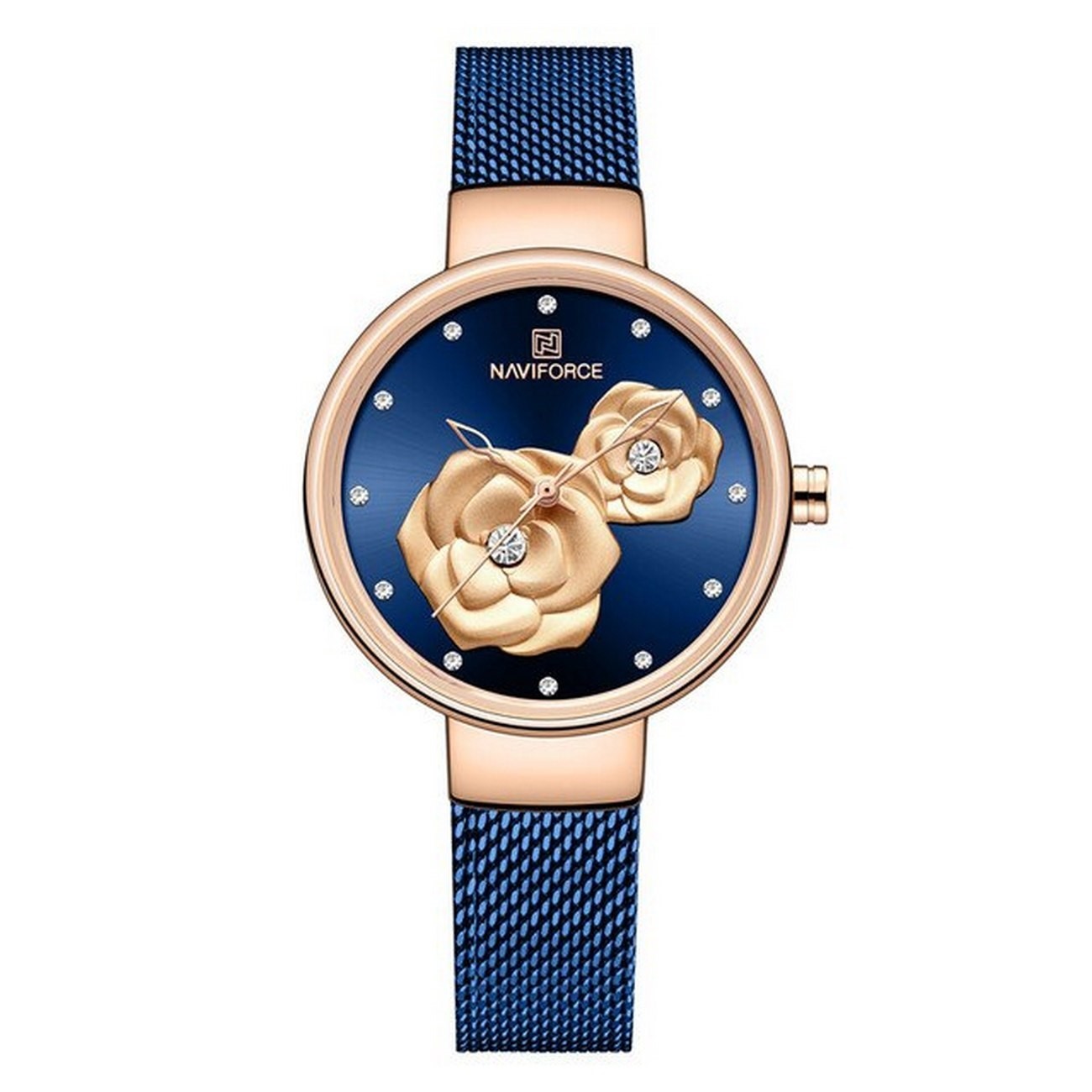 Reloj Naviforce Original Nf 5013l Flor Azul + Estuche