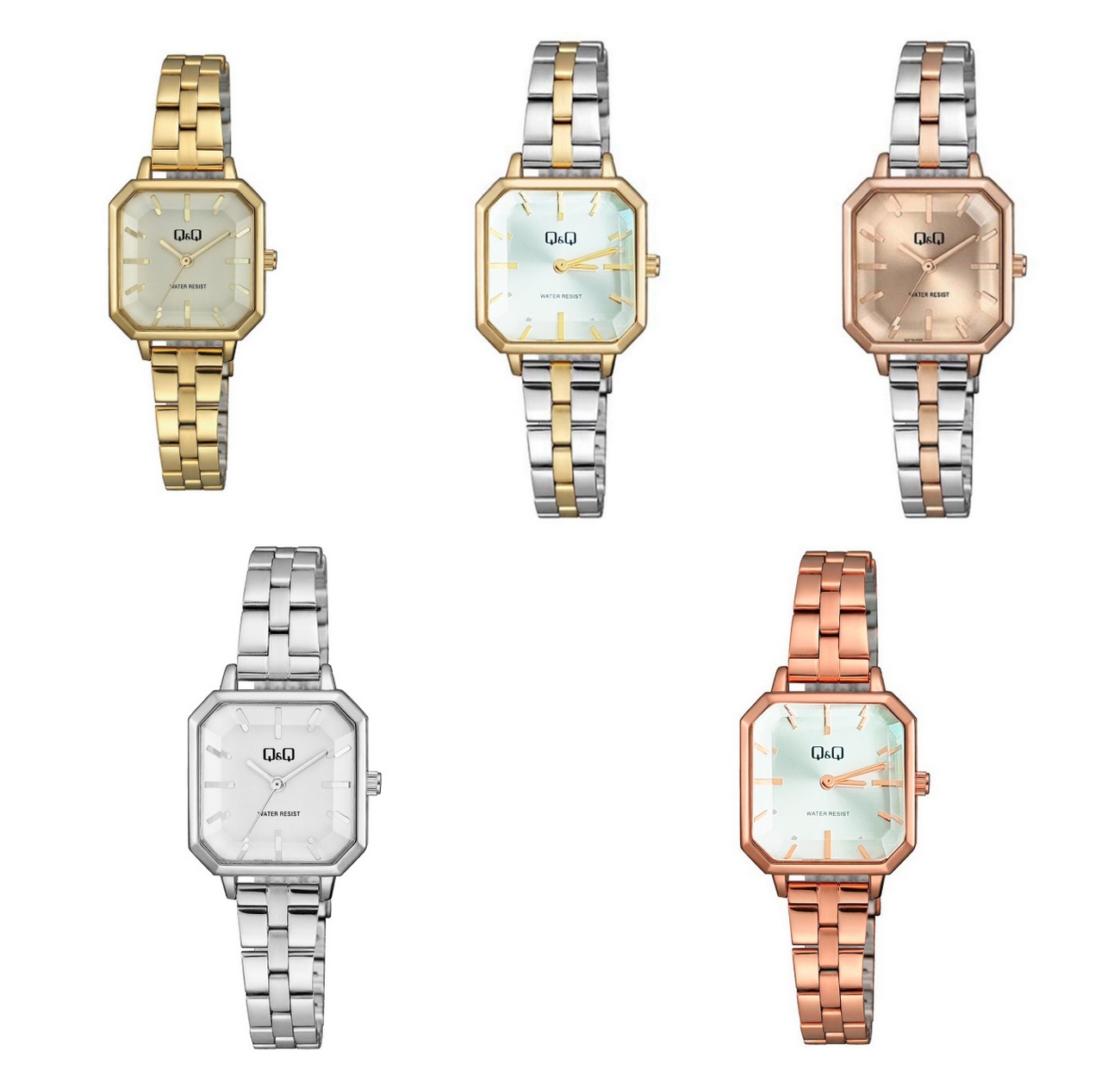 Reloj Q&q Qyq Qz73j201 Cuadrado Mujer Acero + Estuche