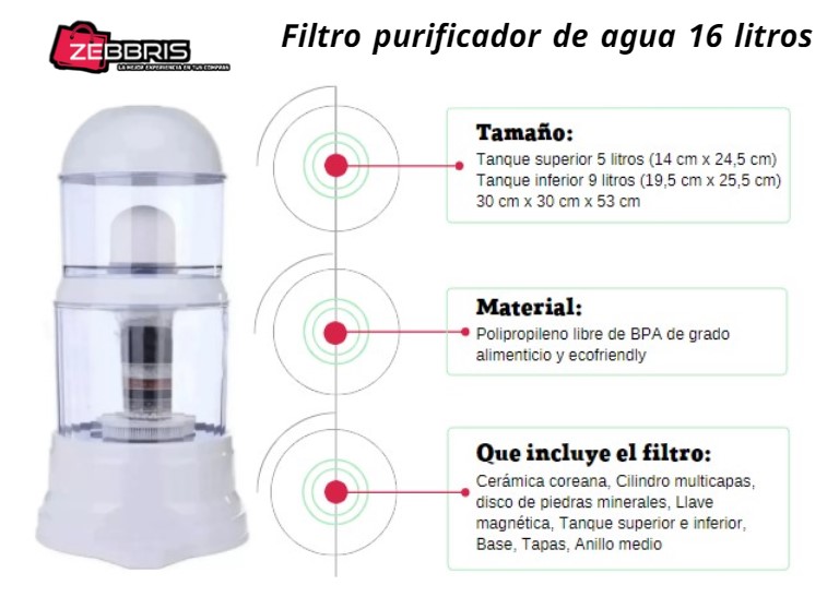Filtro Purificador de Agua 16 Litros