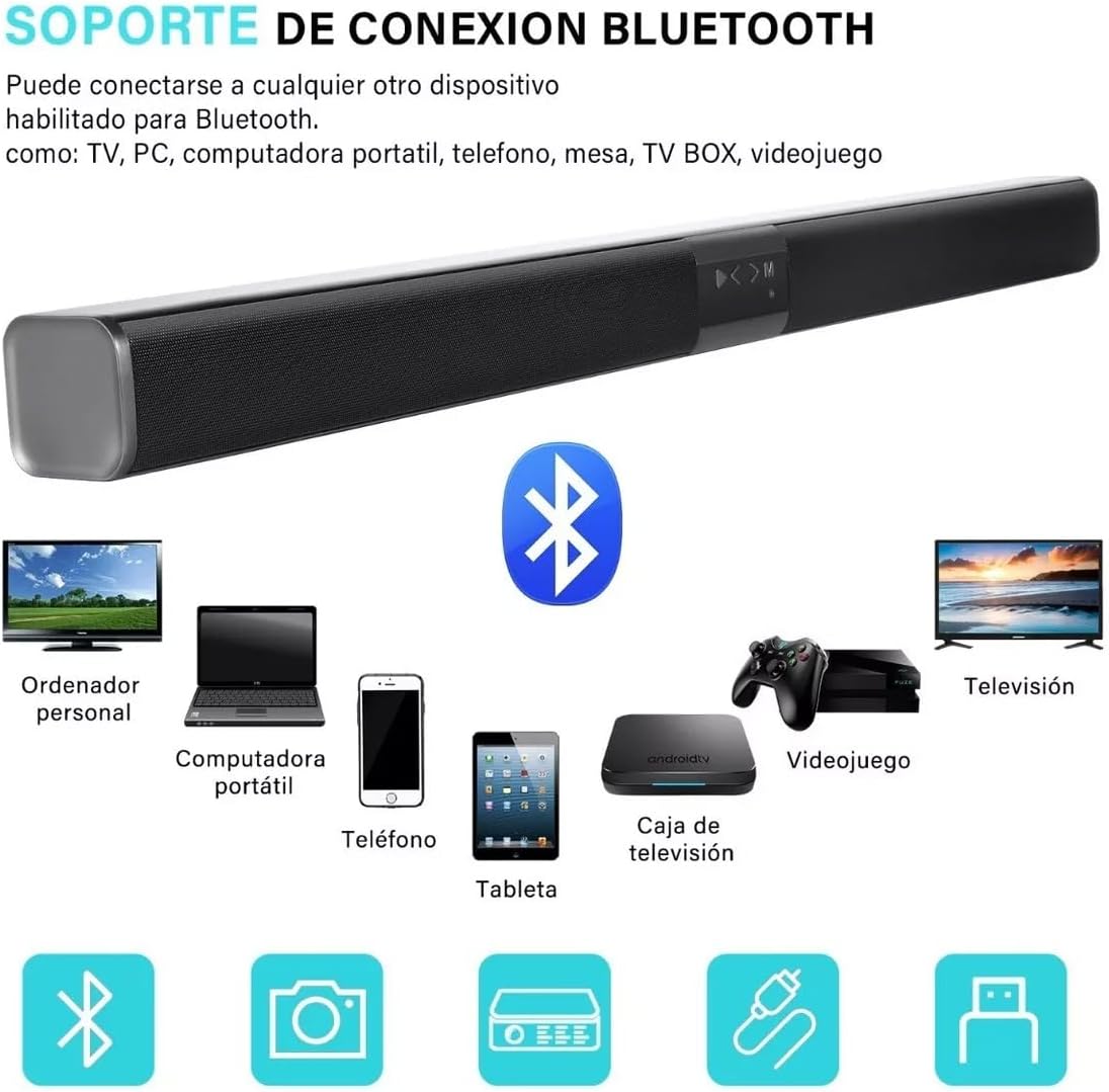 Barra Sonido Bluetooth Sd Radio Usb Recargable Smart Tv Cine