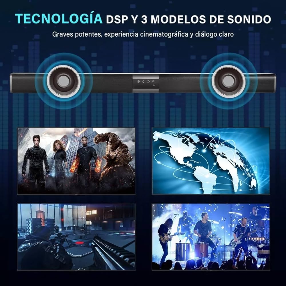 Barra Sonido Bluetooth Sd Radio Usb Recargable Smart Tv Cine