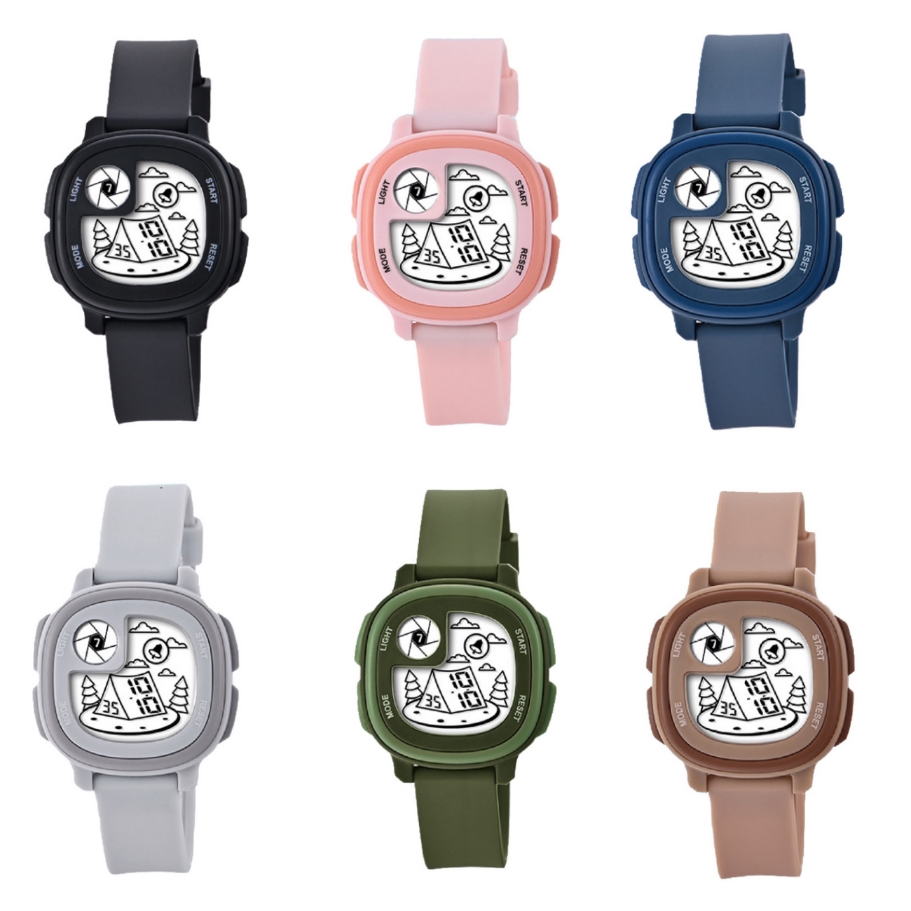 Reloj Impermeable Niña Niños Digital Paisaje Luz + Estuche