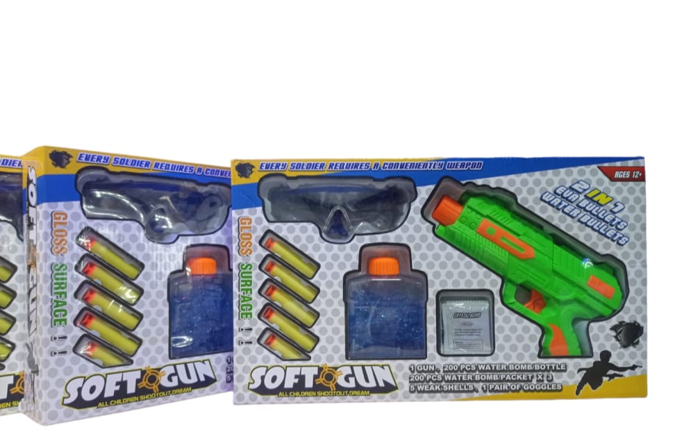 Pistola Juguete Dual Dardos E Hidrogel Softgun (Incluye Gafas)