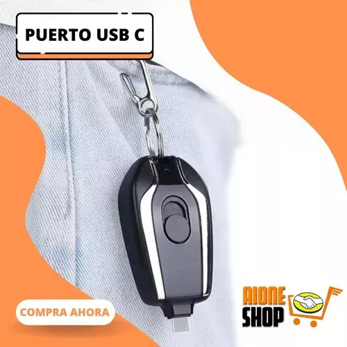 Powerbank Cargador Portátil Llavero 2 En 1 Usb C Y Lightning