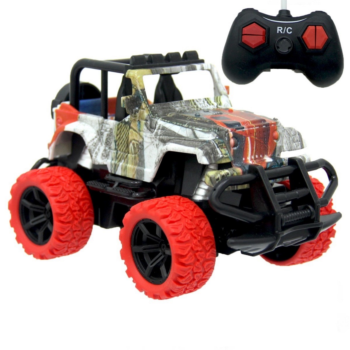 Carro Control Remoto Recargable 4x4 Jeep + Baterias Juguete Rojo