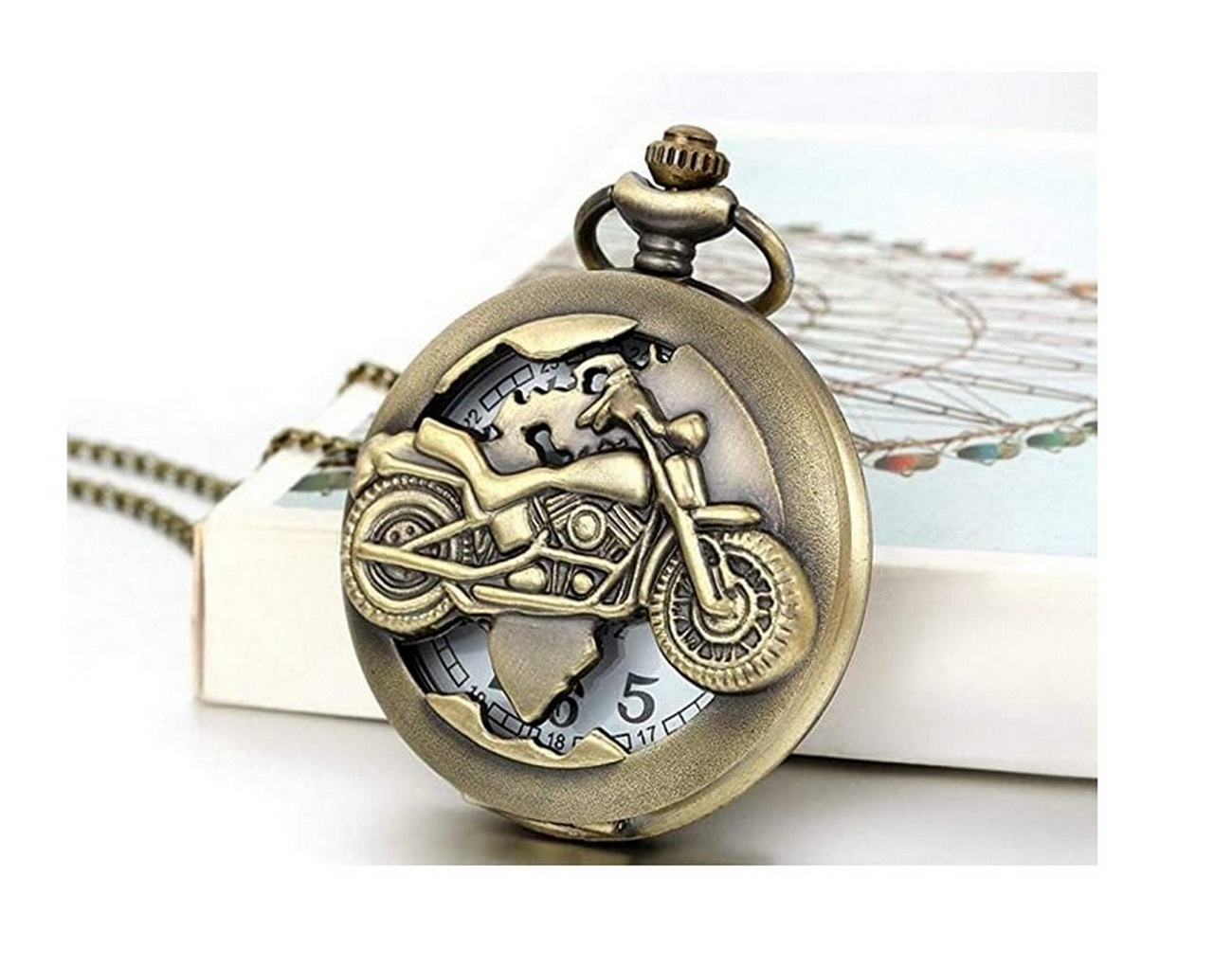 Reloj Bolsillo Vintage Moto Harley + Estuche