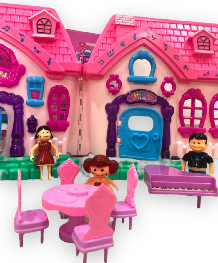 Casa de muñecas de juguete para niñas incluye accesorios y 3 muñecos 