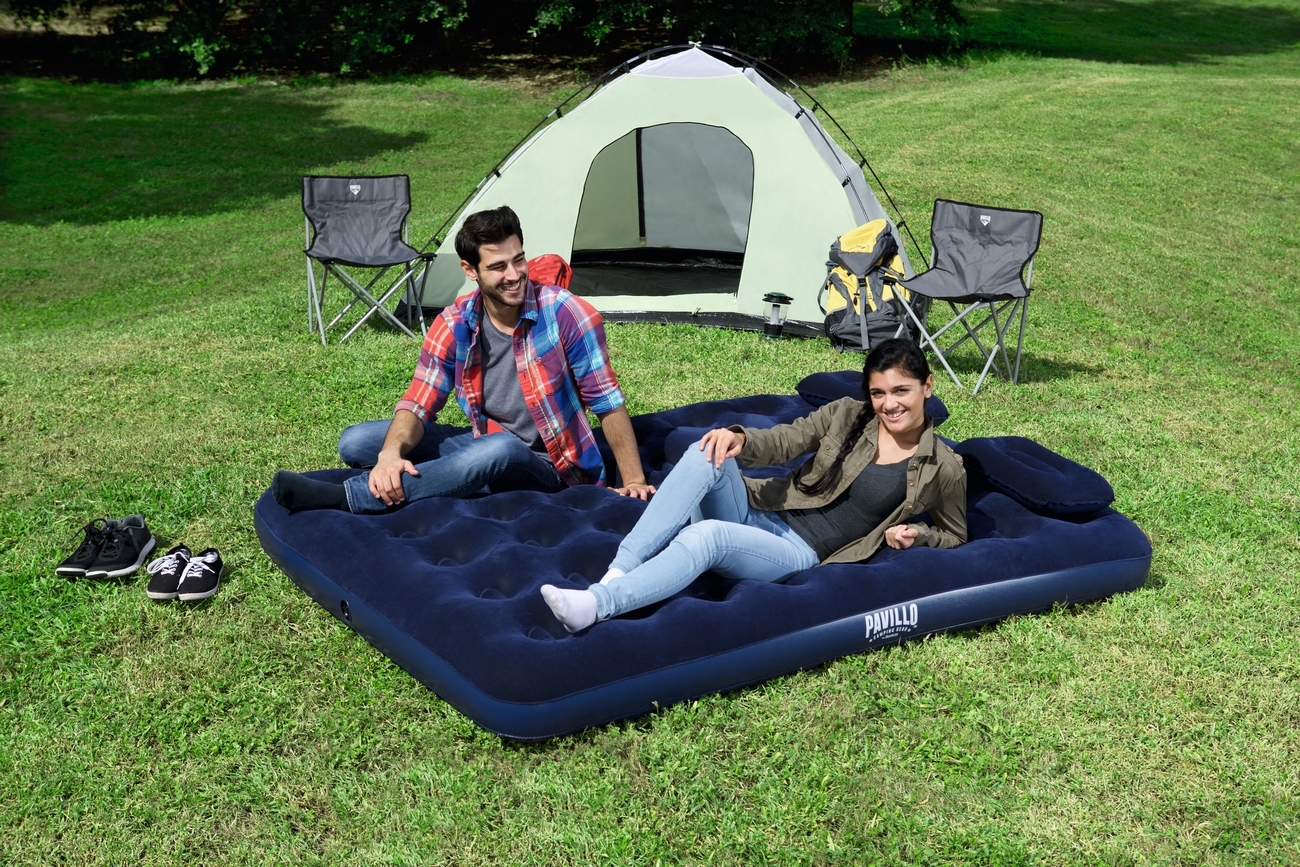 Colchón Inflable Doble Camping +2 Almohadas+inflador Bestway