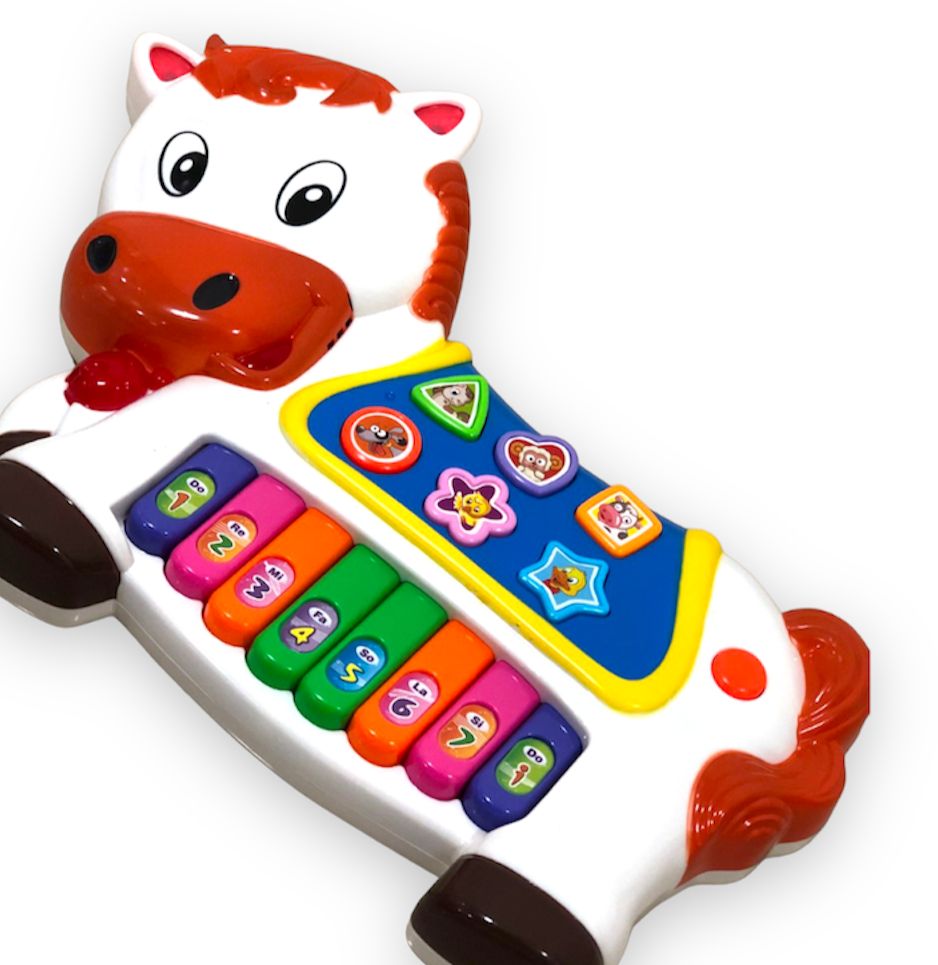 Piano didactico para niños con forma de caballo