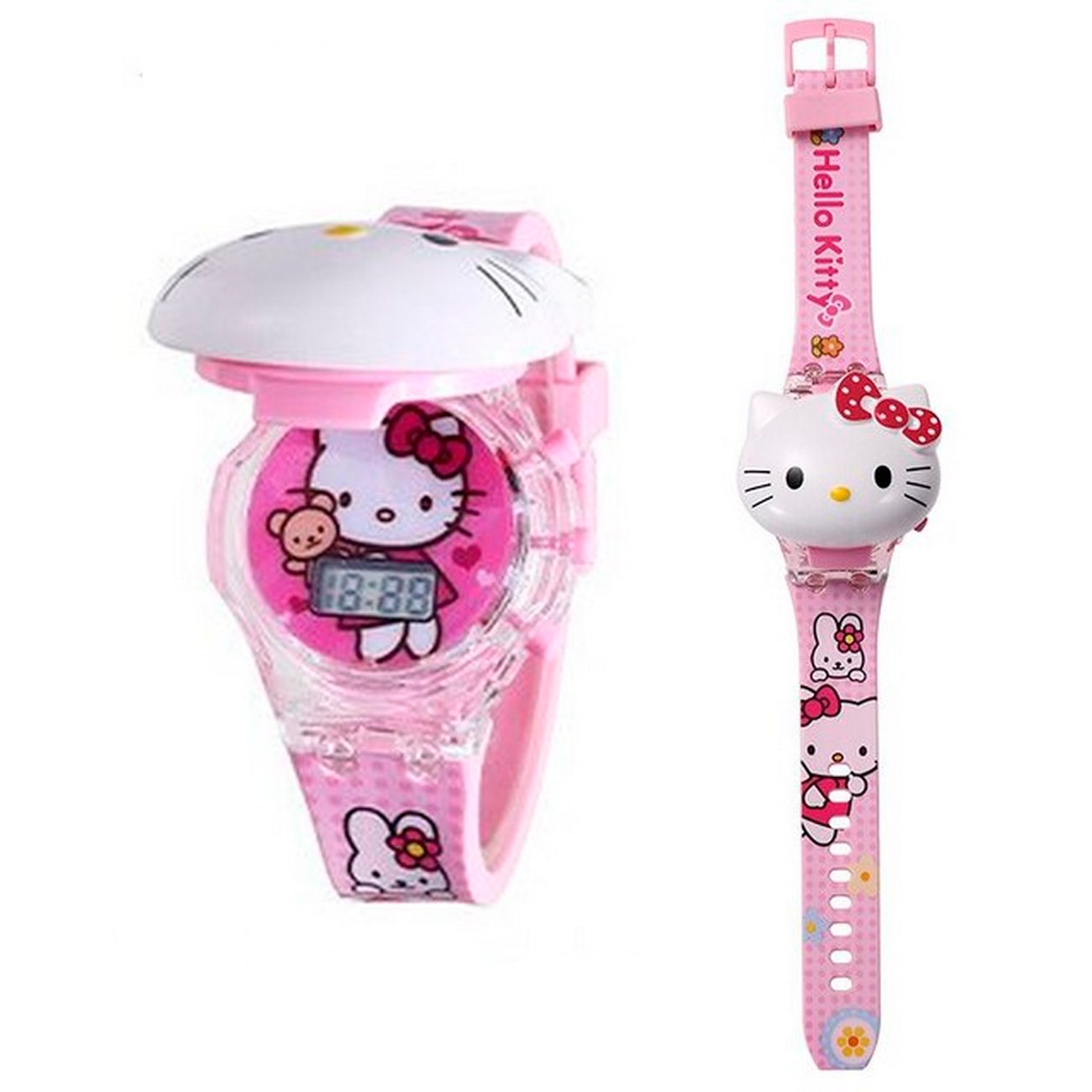 Reloj Niños Digital Luces Sonido Tapa Infantil Hello Kitty