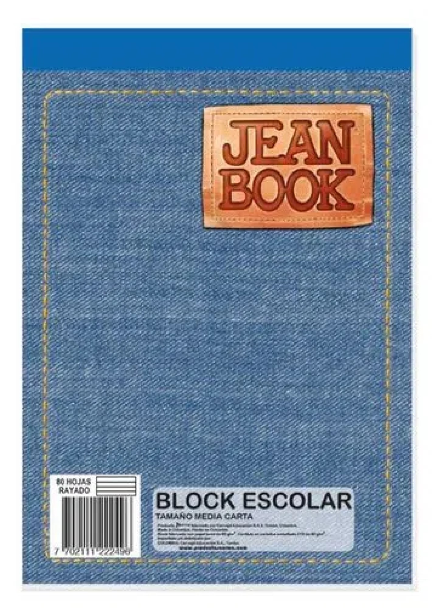 Block Jean Book Oficio Cuadriculado x 80H