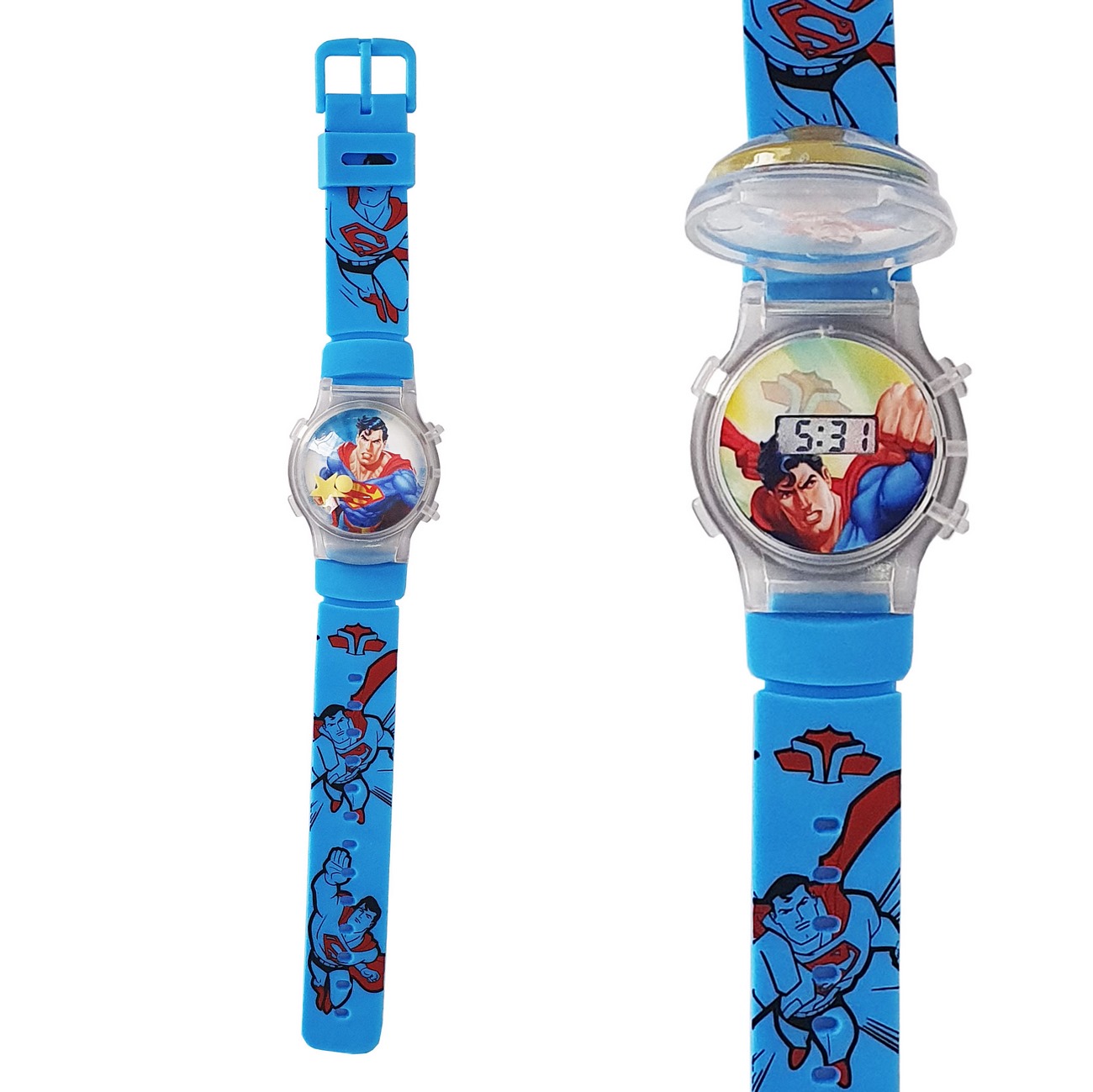 Reloj Niños Digital Luces Tapa Infantil Super Man 3d