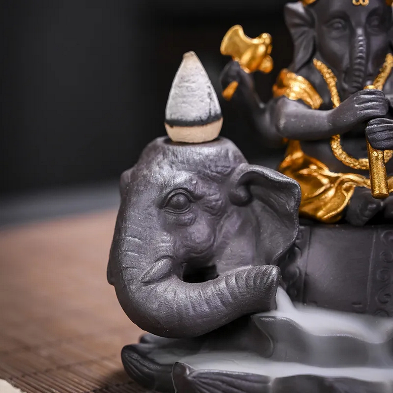 Elefante Ganesha Quemador Incienso + Cono De Incienso 0333
