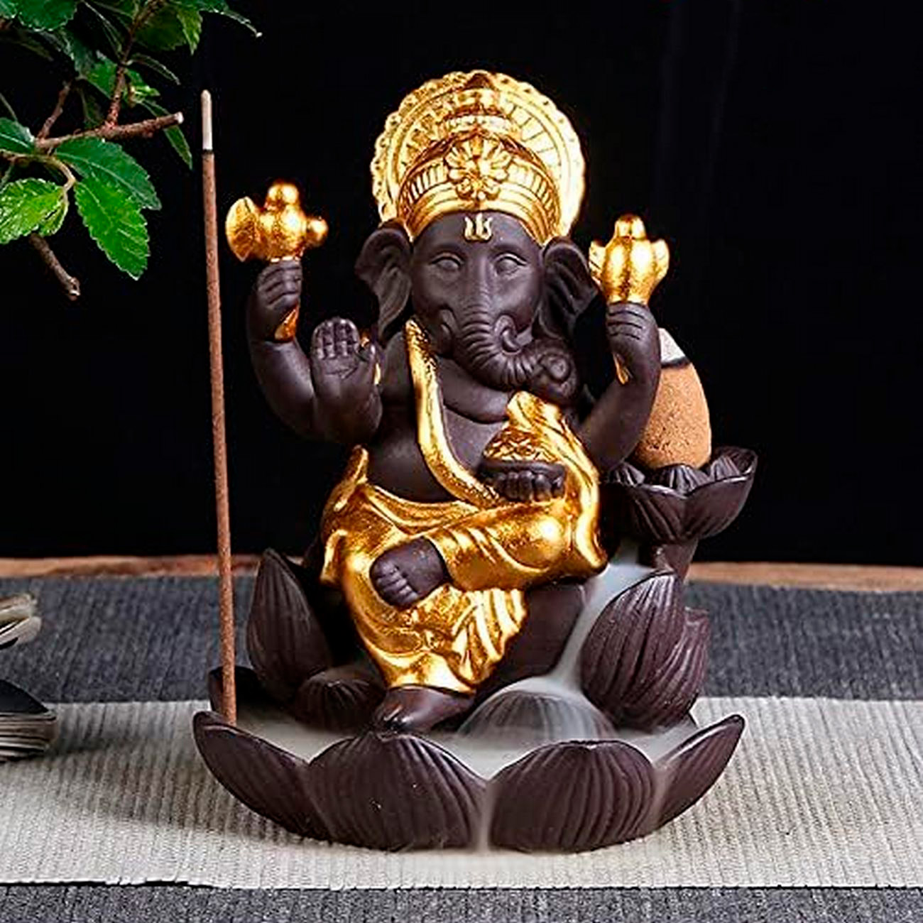 Elefante Ganesha Quemador Incienso + Cono De Incienso 0335