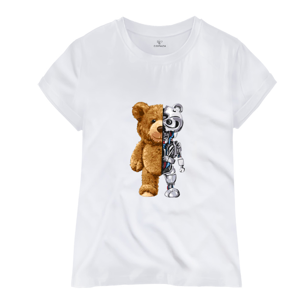 Camiseta Oso Robot Blanca - T-shirt