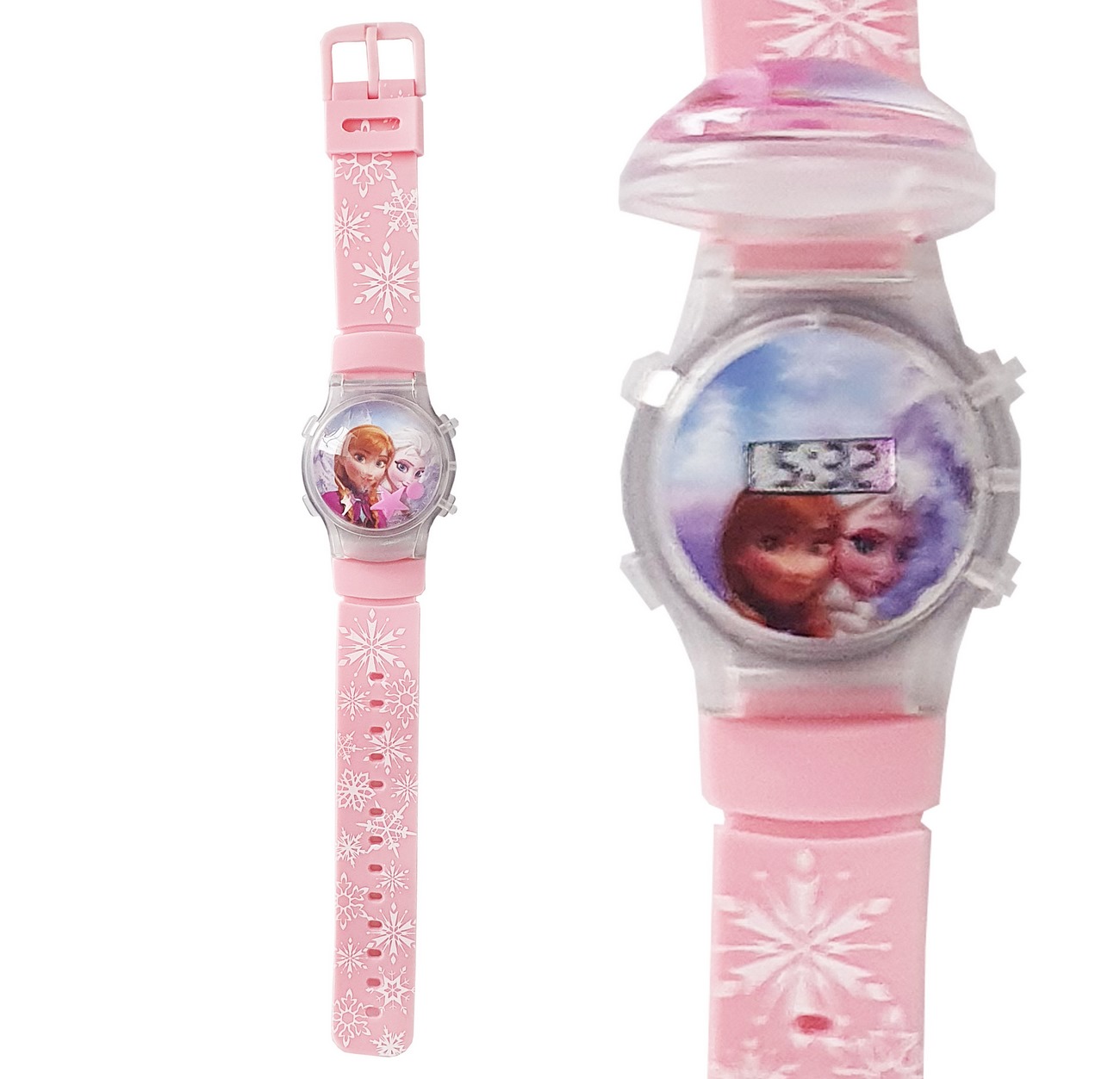 Reloj Niñas Digital Luces Tapa Infantil Elsa Frozen 3d