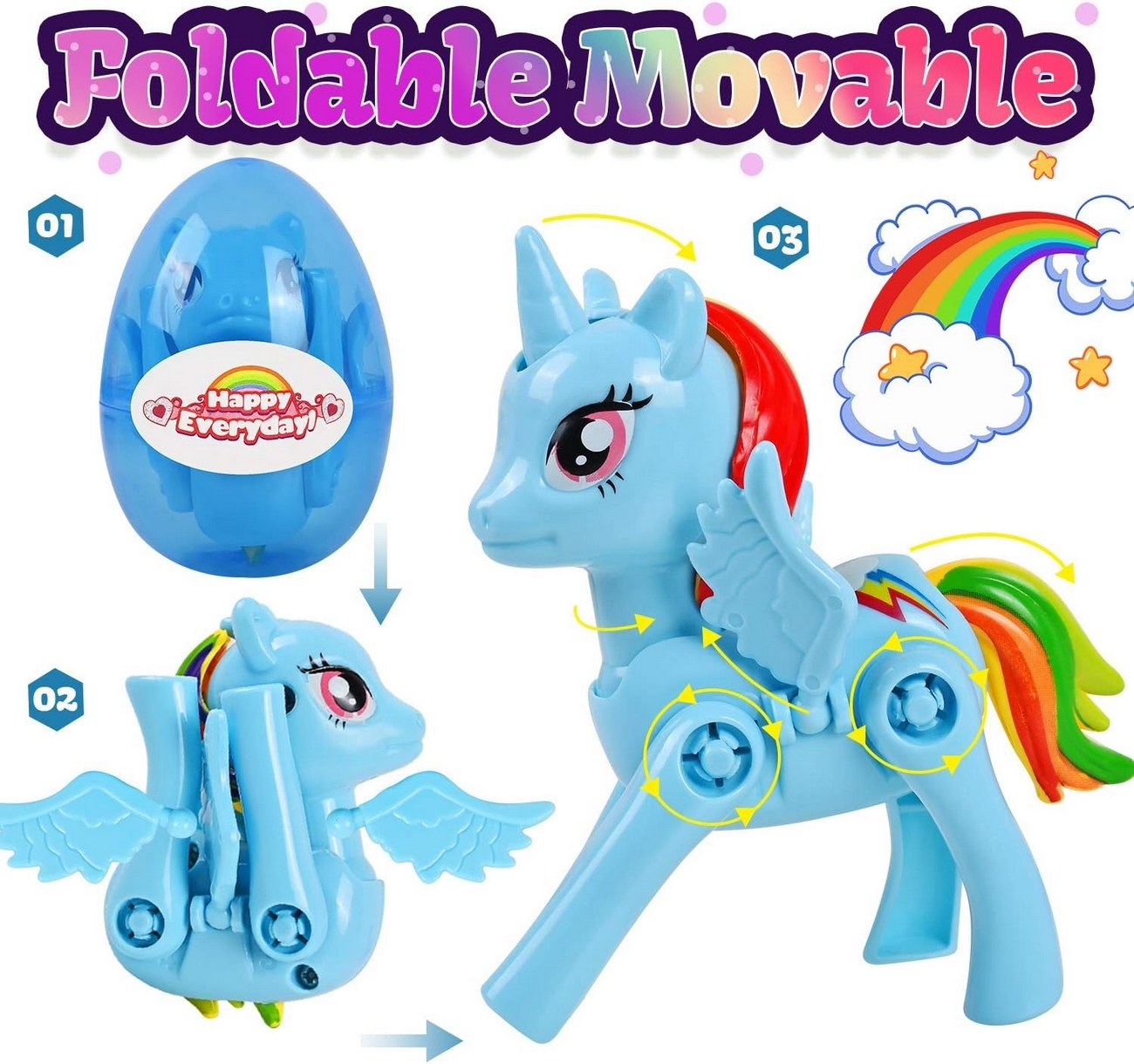 Unicornio Pony Juguete Niñas Huevo Sorpresa Didactico X 4 Un