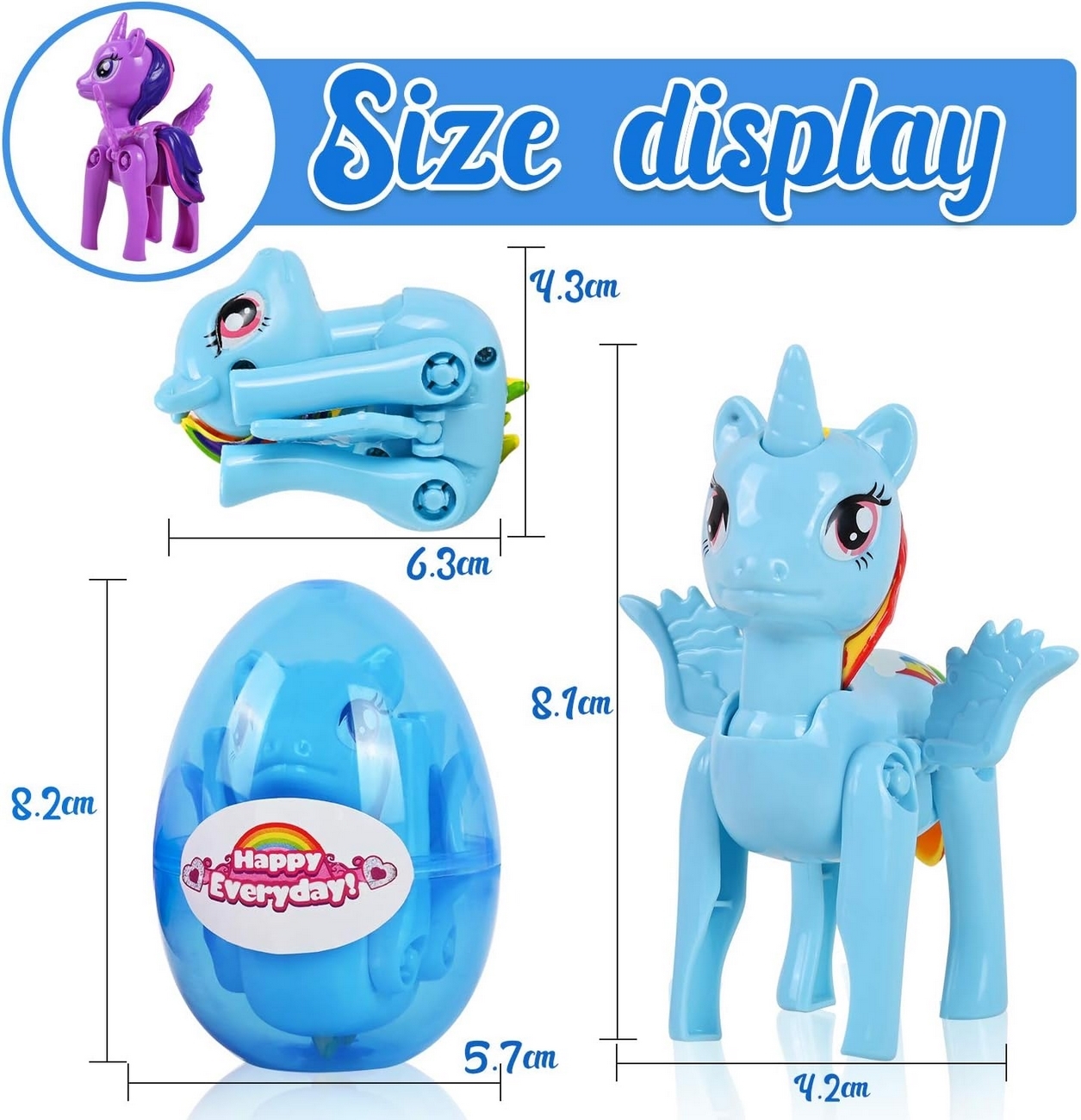 Unicornio Pony Juguete Niñas Huevo Sorpresa Didactico X 4 Un