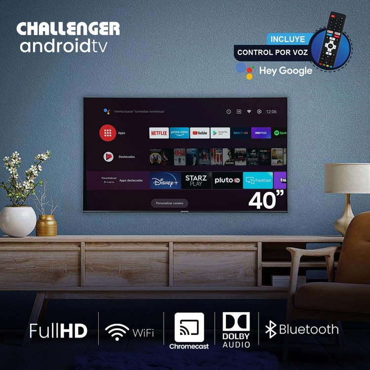 Challenger 40" Smart Tv Control Por Voz Televisor