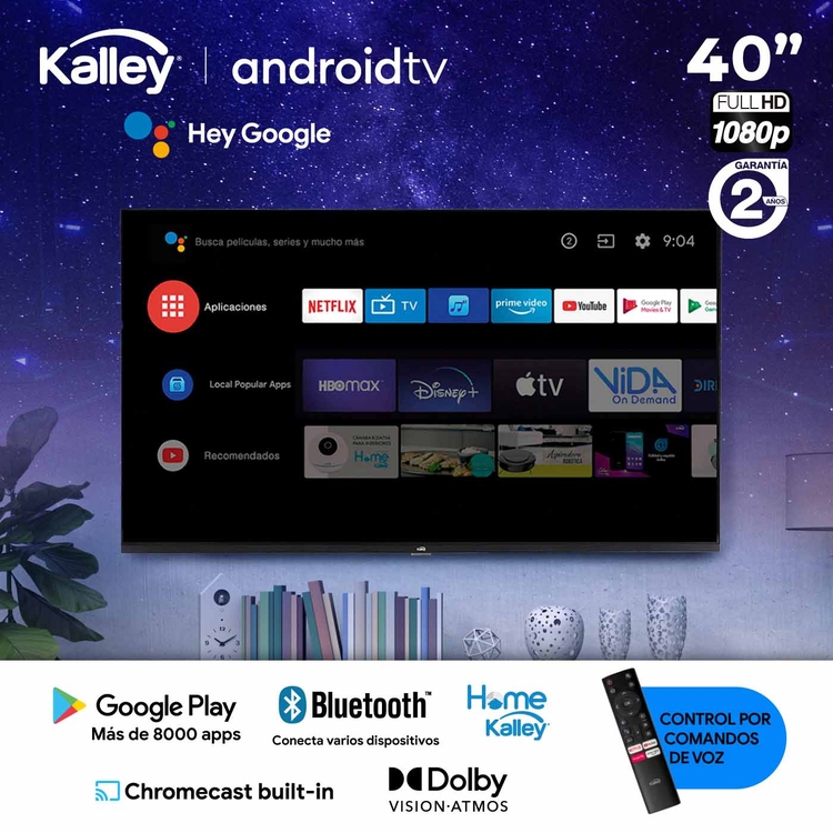 TV KALLEY 40 Pulgadas Resolución FHD LED Smart TV Android + Gratis control voz