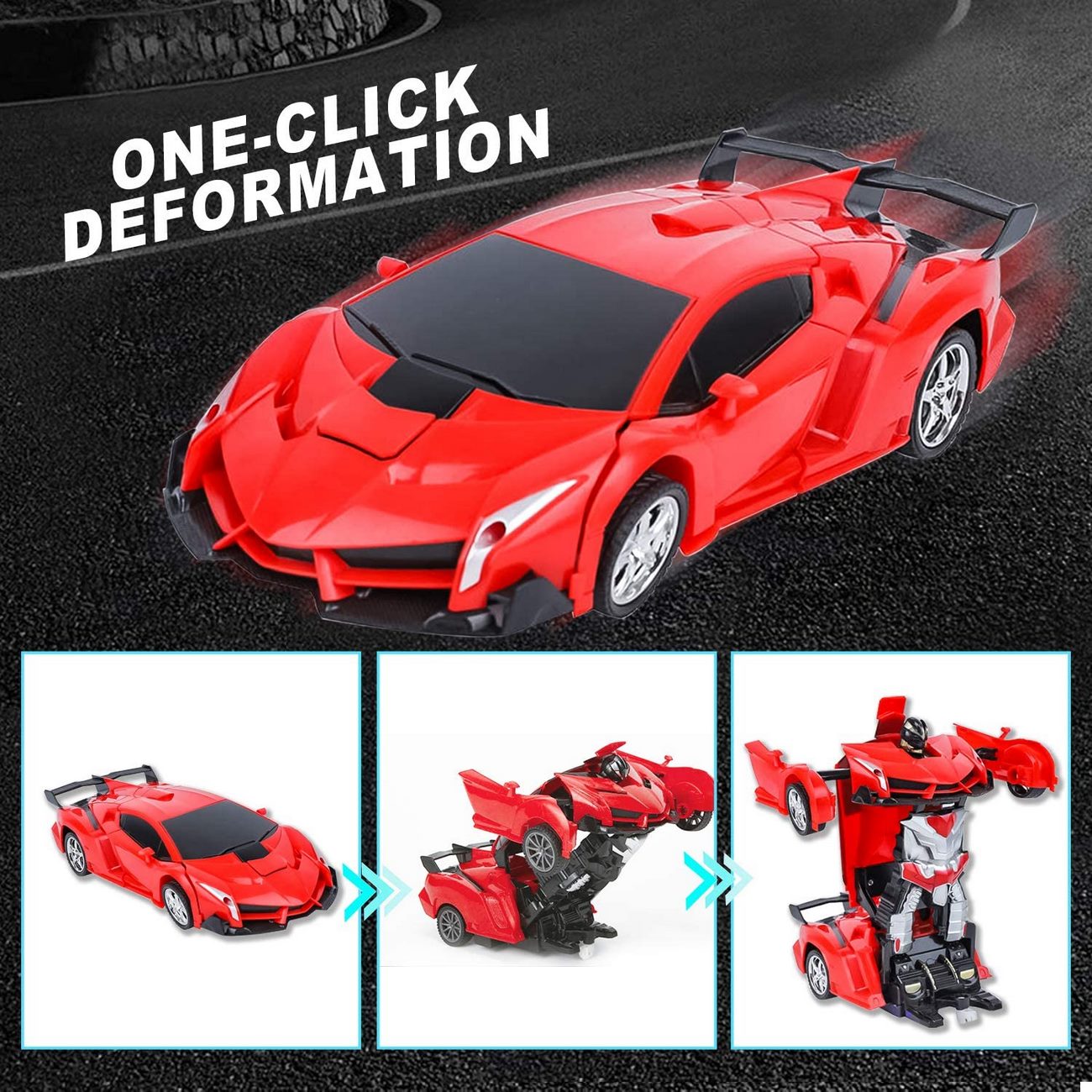 Carro Control Remoto Convierte En Robot Transformers Recargable Rojo