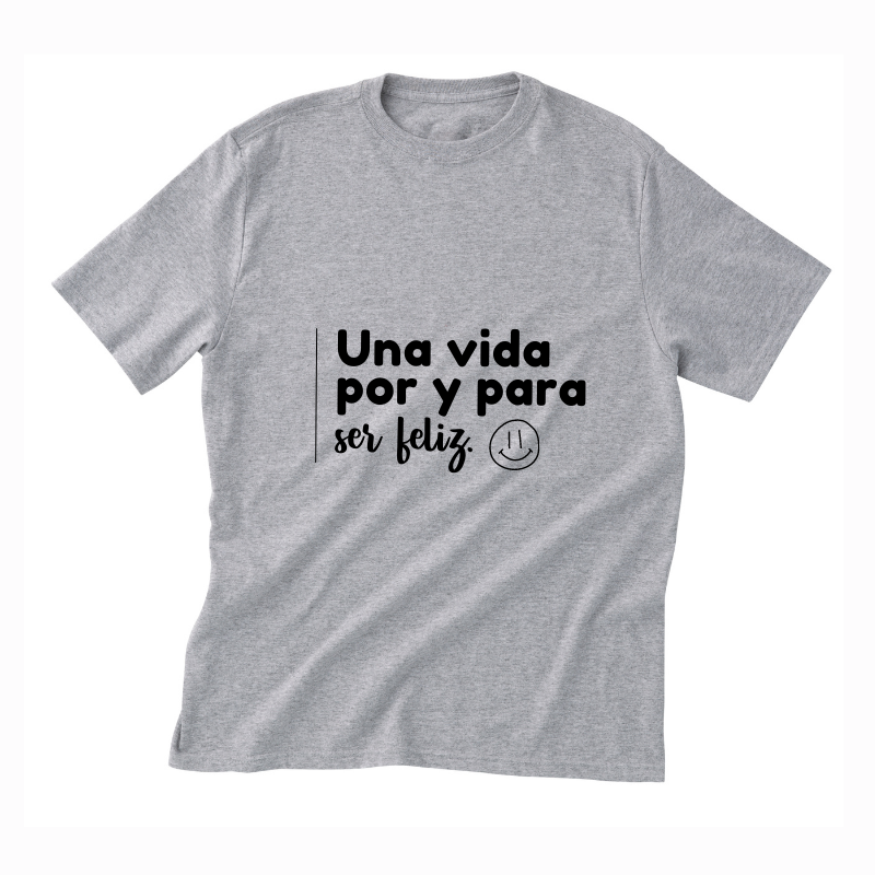 Camiseta Gris Ser feliz- T-shirt