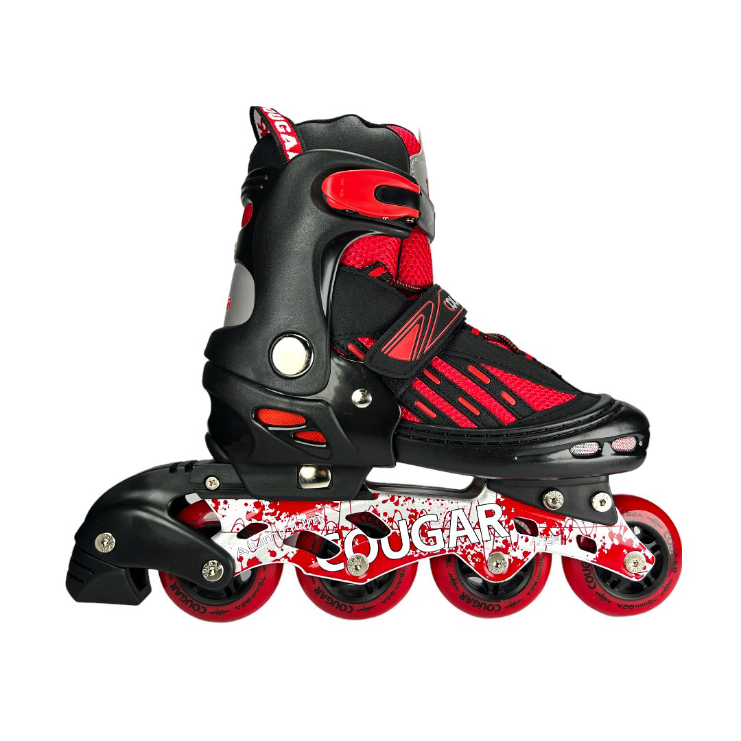 patines-linea-semiprofesionales-ajustables-cougar-ruedas-pequenas-rojos