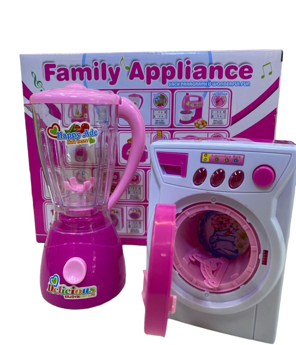 Kit lavadora y licuadora de juguete con sonido