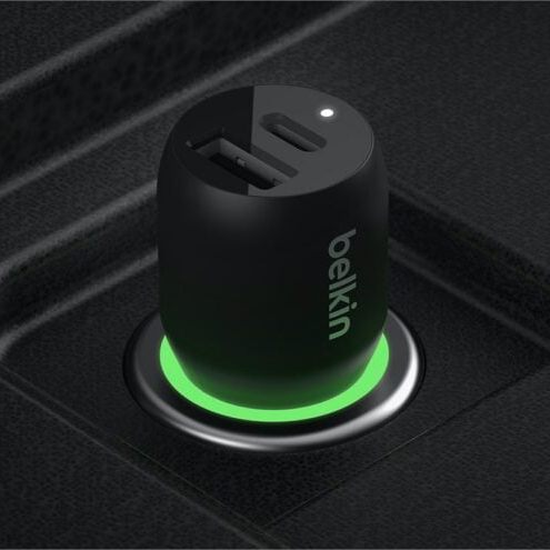 Cargador Carga Rápido iPhone/Smartphone De Carro Original Belkin Boost Charge USB-C/USB 37W