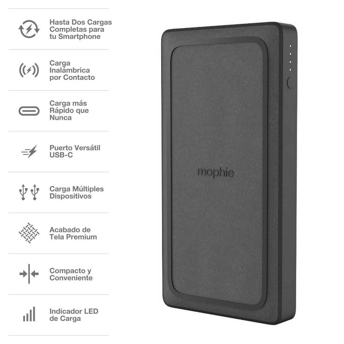 Powerbank Inalámbric Xl 10.000mah Mophie Ac002mop40 Usb-c Pd