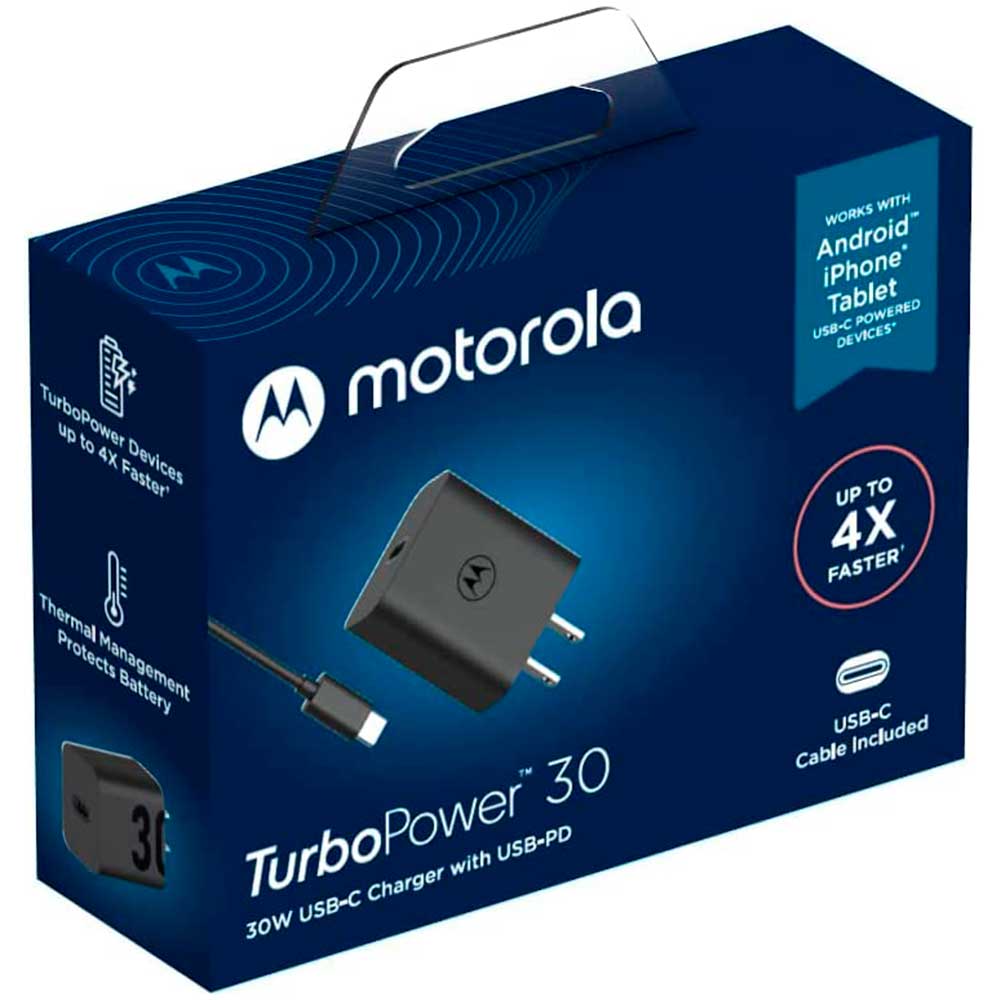 Cargador Motorola Turbopower 30 Usb-c Con Cable Usb-c A Usb-