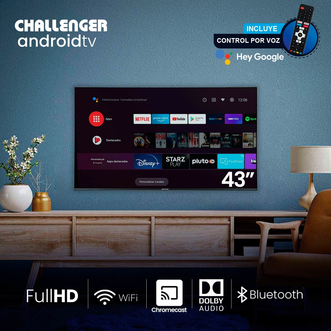 Challenger 43" Smart tv con Comandos de Voz