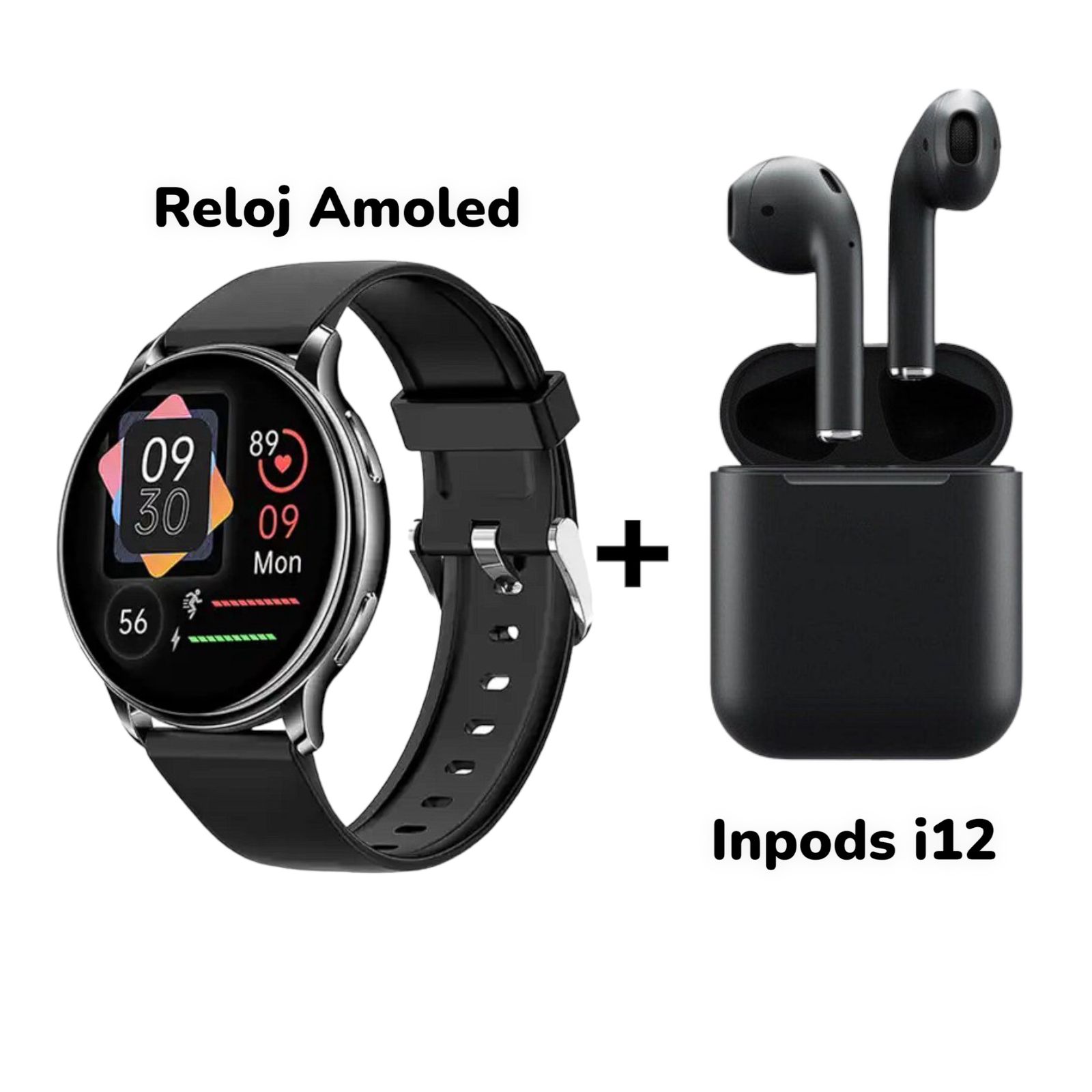 Reloj Inteligente SmartWatch Amoled MOBULA + Audífonos I12 Bluetooth