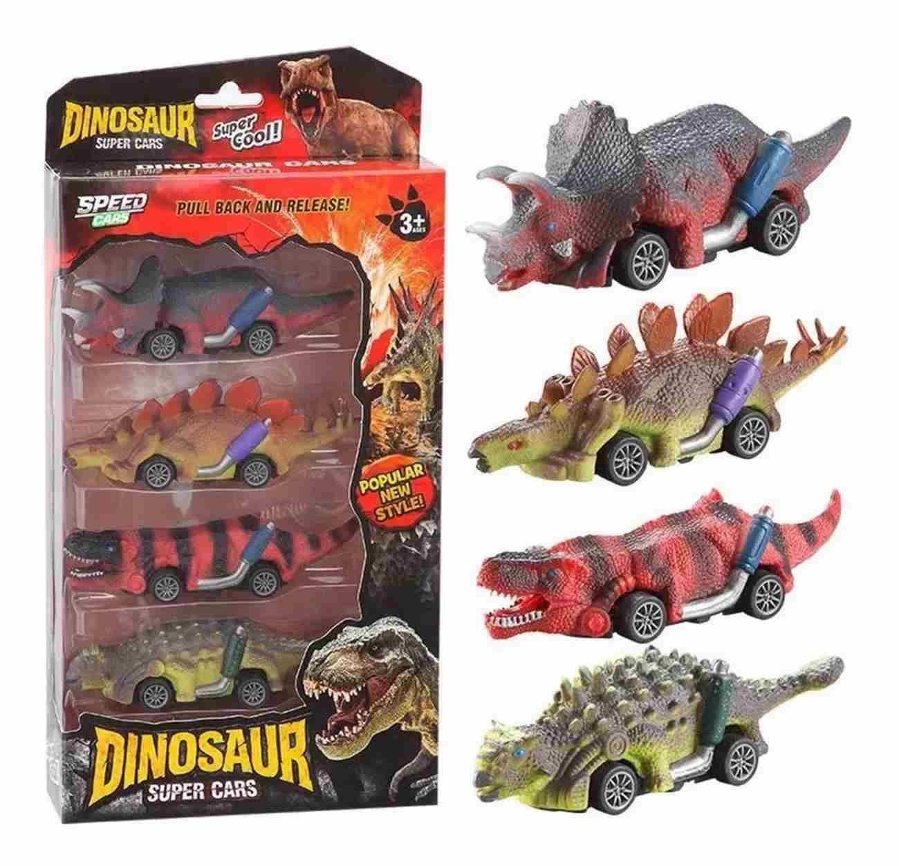 Carros Dinosaurios Kit De Impulso Juguete Didactico X 4 