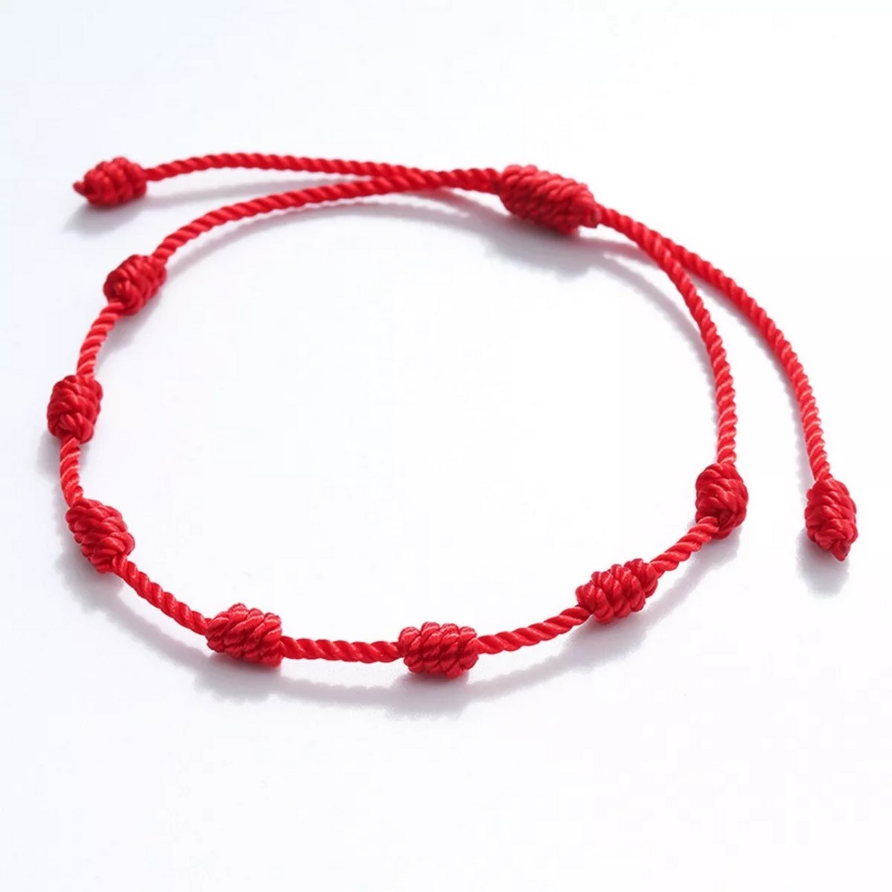 Pulsera 7 Nudos Hilo Rojo Buena Suerte Protección.