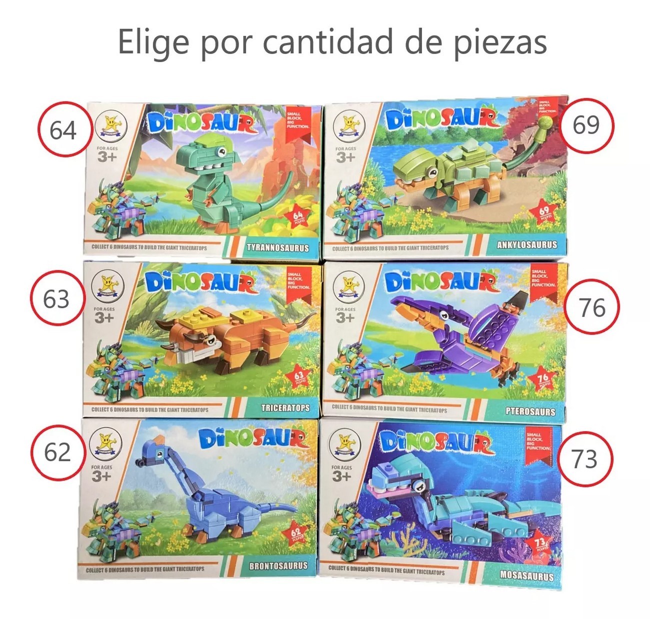 Dinosaurio Figura Armable Pack X 6 Dinosaurios Didactico