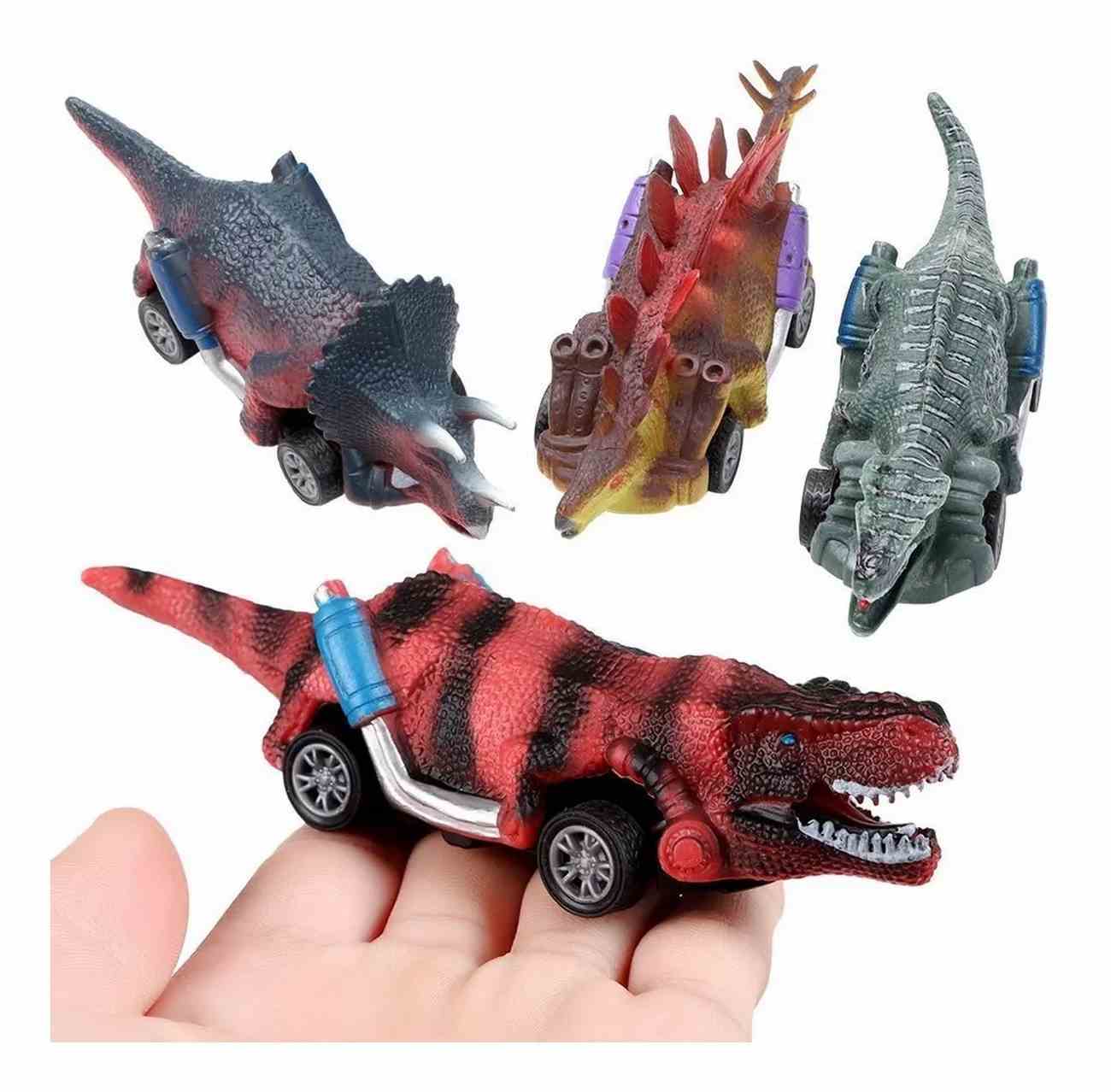 Carros Dinosaurios Kit De Impulso Juguete Didactico X 4 