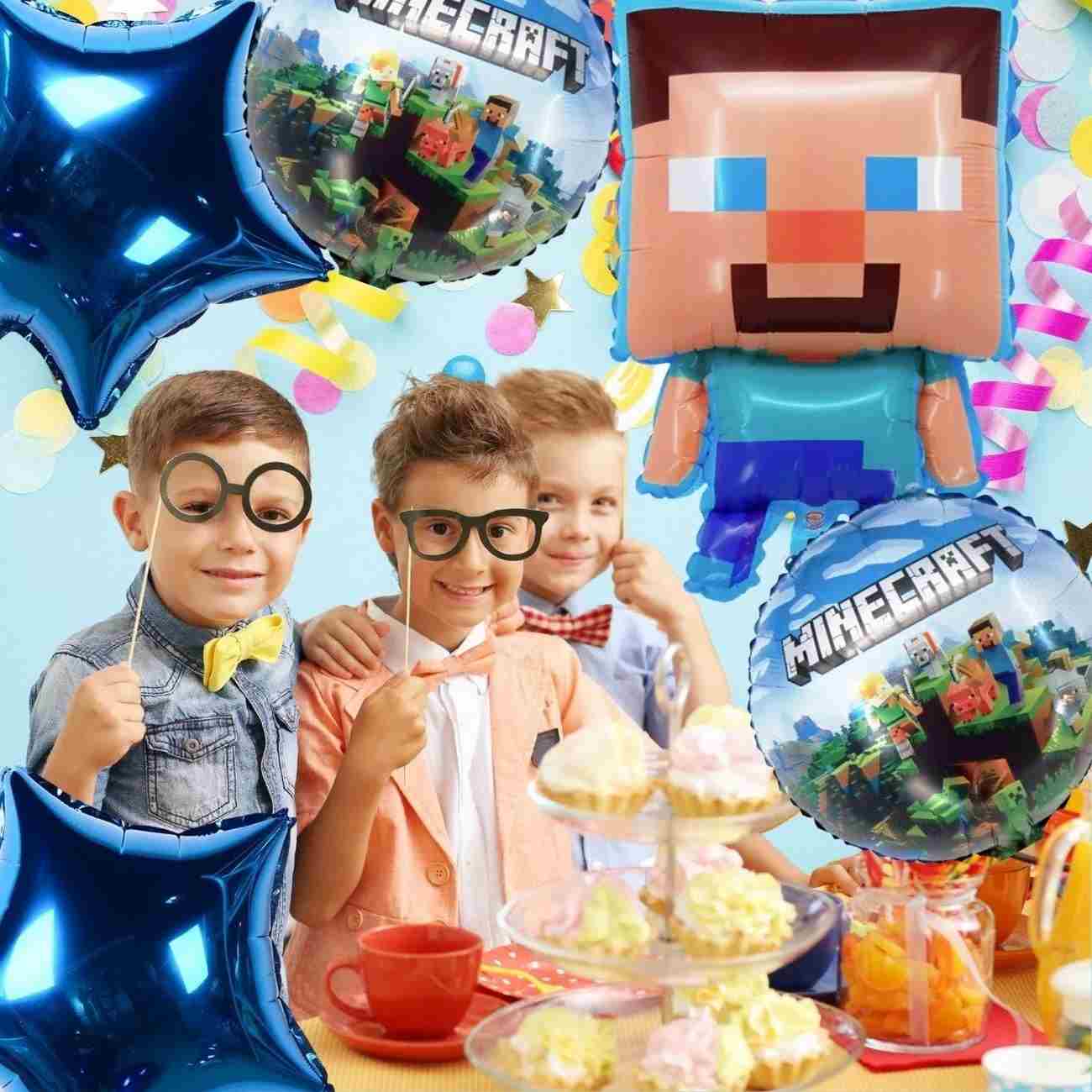 Kit Bouquet Globo Minecraft Feliz Cumpleaños World