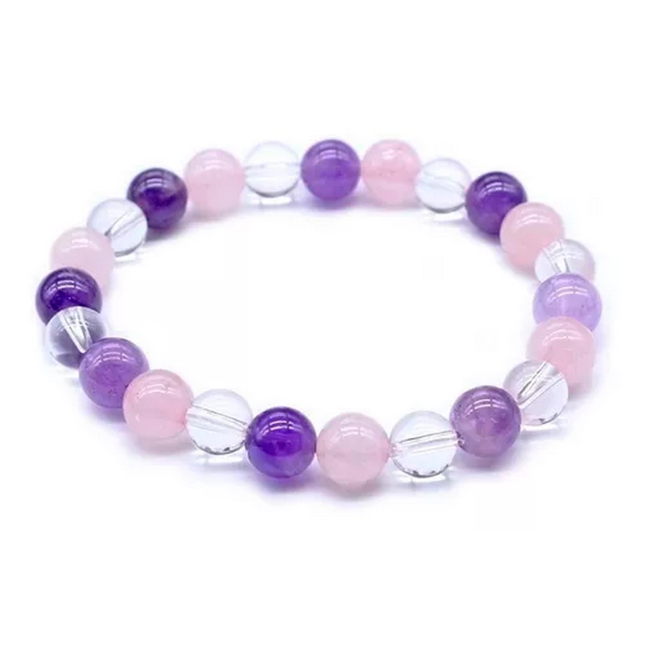 Pulsera Cuarzo Amatista,rosa,cristal + Estuche 