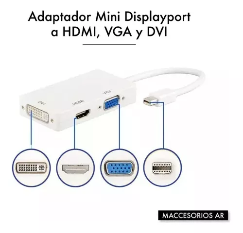 Adaptador Convertidor Mini Displayport A Vga Hdmi Y Dvi