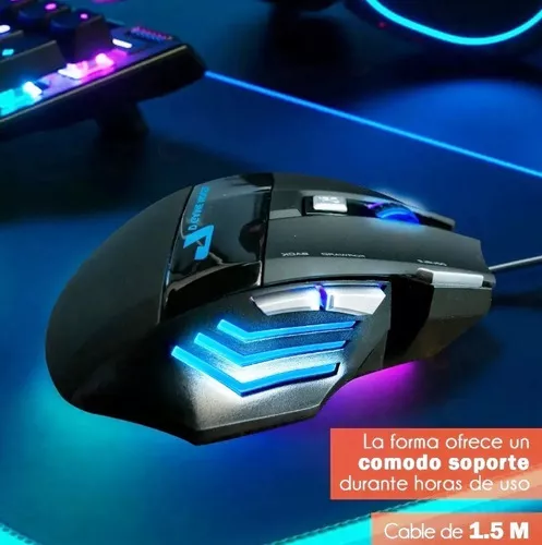 Mouse Gamer Luces Led Optico 7d Usb 6 Botones Ergonómico Rgb