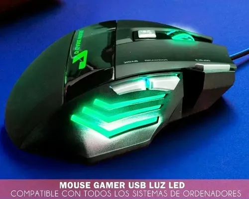 Mouse Gamer Luces Led Optico 7d Usb 6 Botones Ergonómico Rgb