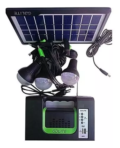 Kit Solar Portatil 3 Bombillas Camping Usb Linterna Radio