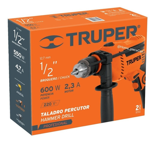 Taladro percutor Truper 650W + 6 brocas + 2 destornilladores