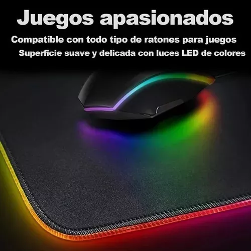 Mouse Pad Tapete Gamer Rgb Luces Led Luminoso 25x35cm
