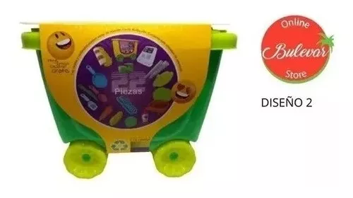 Cocinita Tipo Carrito Infantil 22 Pzs + Sticker + Accesorios