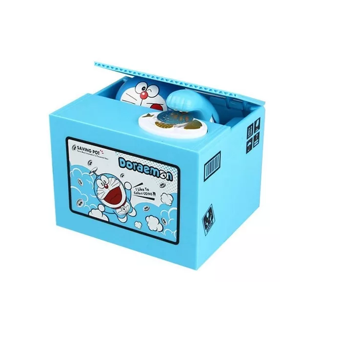 Alcancia Electrica Diseño Doraemon Roba Monedas