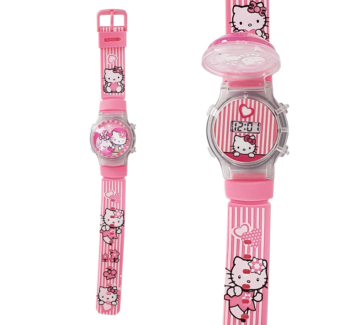 Reloj Niñas Digital Luces Tapa Infantil Hello Kitty 3d