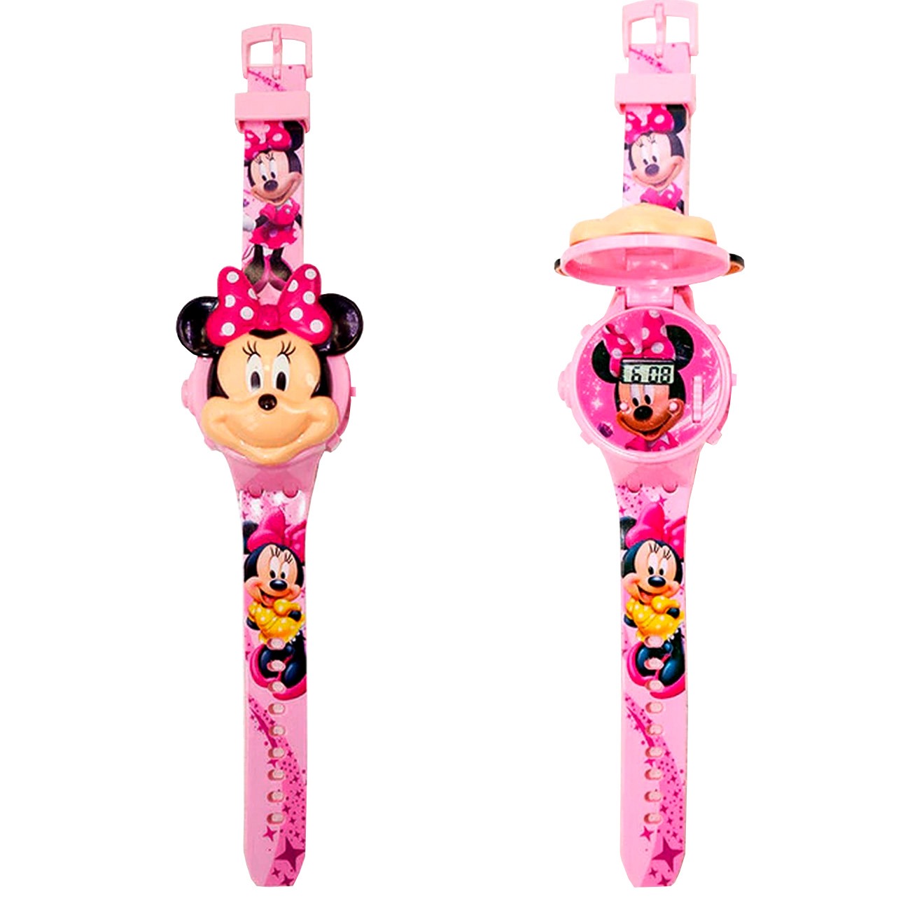 Reloj Niños Digital Luces Sonido Tapa Infantil Minnie Mouse